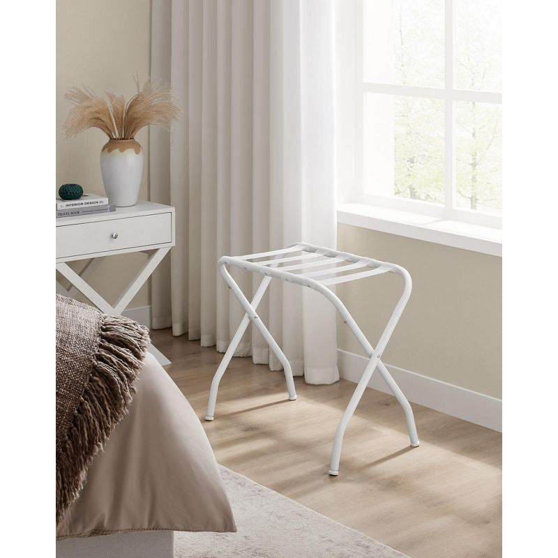 SONGMICS Luggage Rack, Set of 2, Luggage Racks for Guest Room, Suitcase Stand, Steel Frame, Foldable, for Bedroom, Cloud White