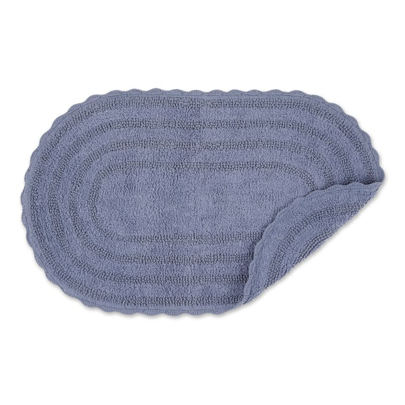 Design Imports Stonewash Blue Large Oval Crochet Bath Mat