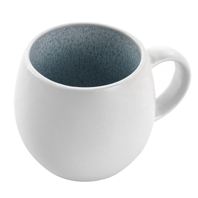 16pc Stoneware Mocha Dinnerware Set Blue - Elama: Solid Pattern, Service for 4, Includes Mugs, Plates & Bowls