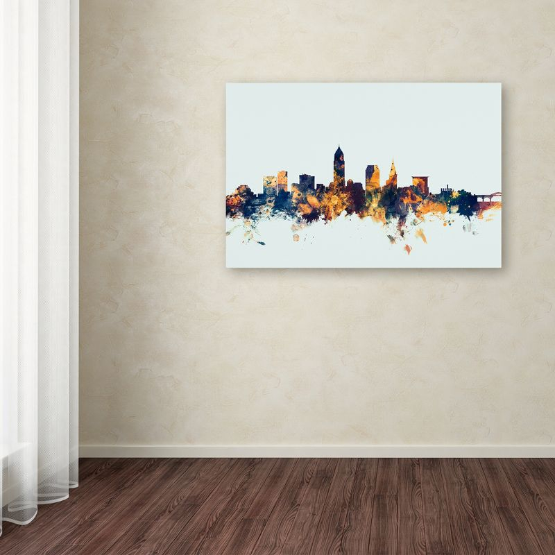 Trademark Fine Art -Michael Tompsett 'Cleveland Ohio Skyline Blue' Canvas Art