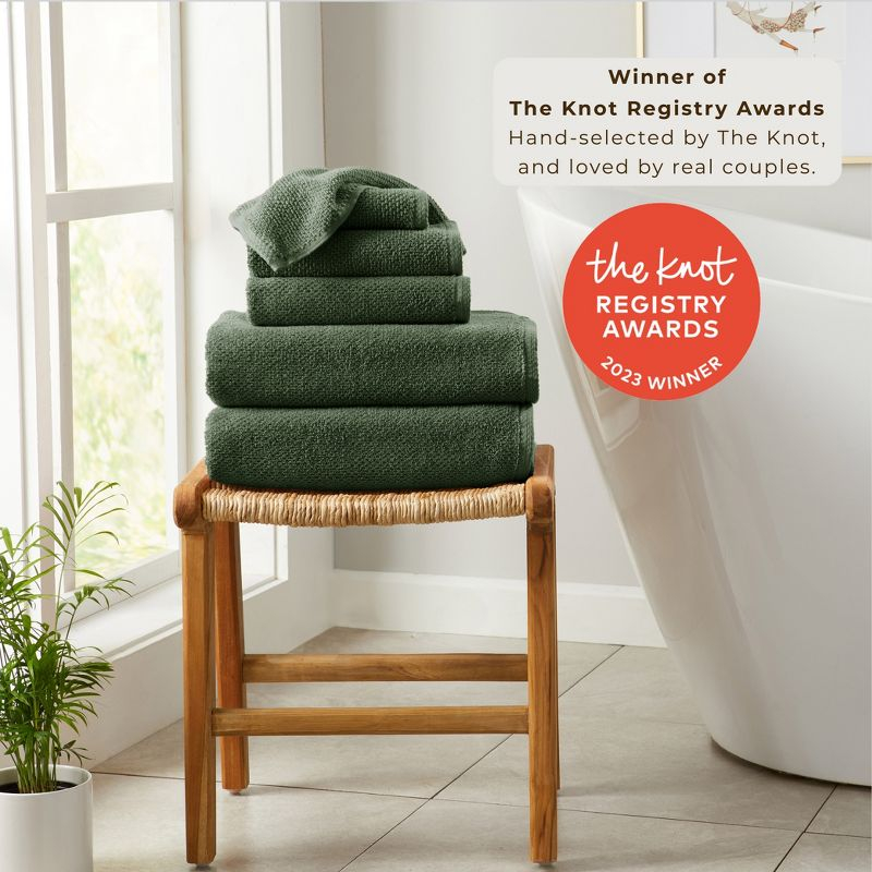 Cotton Quick Dry Textured Single Towel - Great Bay Home (Forest Green, Bath Sheet - Set of 2).