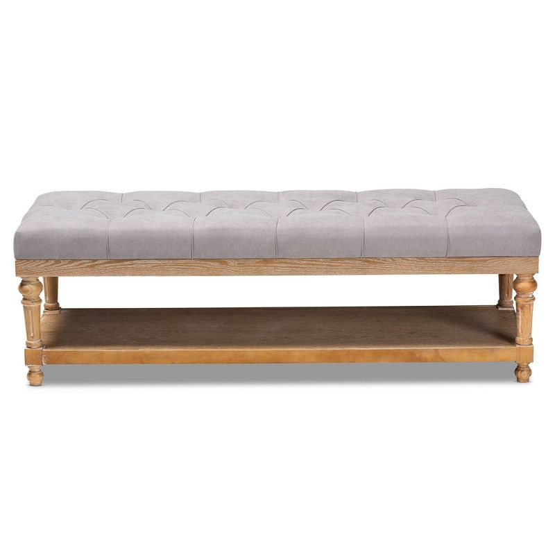 Linda Linen Fabric Upholstered Storage Bench with Shelf - Baxton Studio: Bedroom Accent Furniture