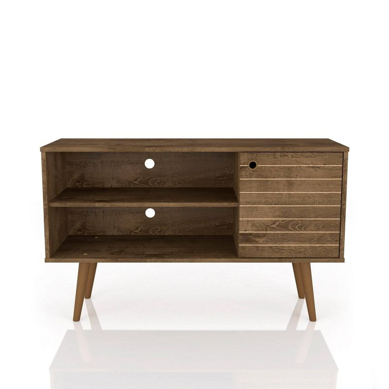 Liberty Mid Century Modern 2 Shelves and 1 Door TV Stand for TVs up to 46" Rustic Brown - Manhattan Comfort