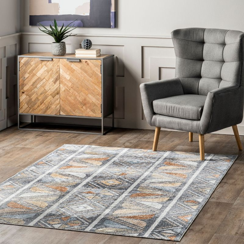 Nuloom Dolina Stripes Machine Washable Indoor Area Rug, 5' 3" x 8', Blue