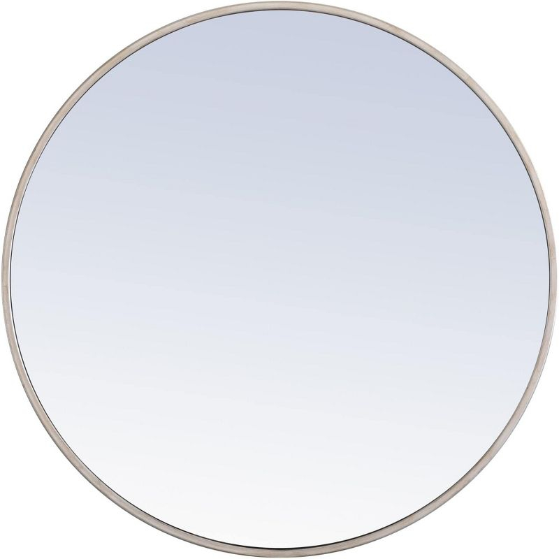 Elegant Lighting Metal frame Round Mirror 28 inch Silver finish