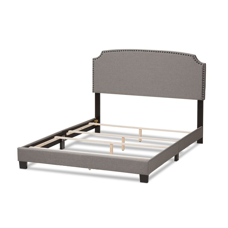 Queen Odette Upholstered Bed with Nailhead Trim - Baxton Studio: Hardwood Frame, Polyester Fill