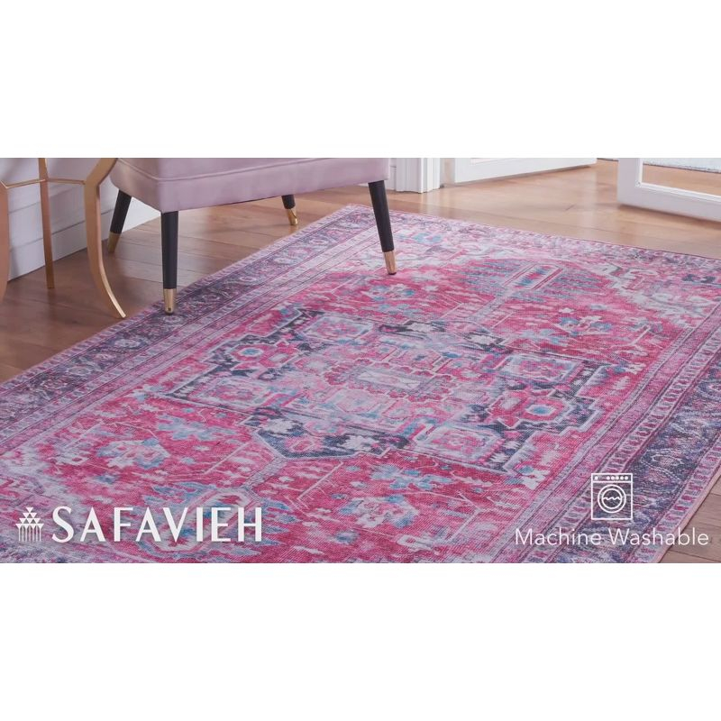Serapi SEP389 Power Loomed Machine Washable Skid-Resistant Indoor Area Rug - Navy/Red - 6'7"x9' - Safavieh