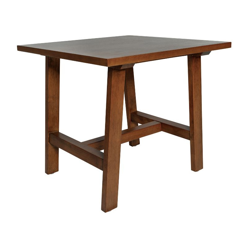 Emma and Oliver Solid Wood Farmhouse Trestle End Table in Walnut