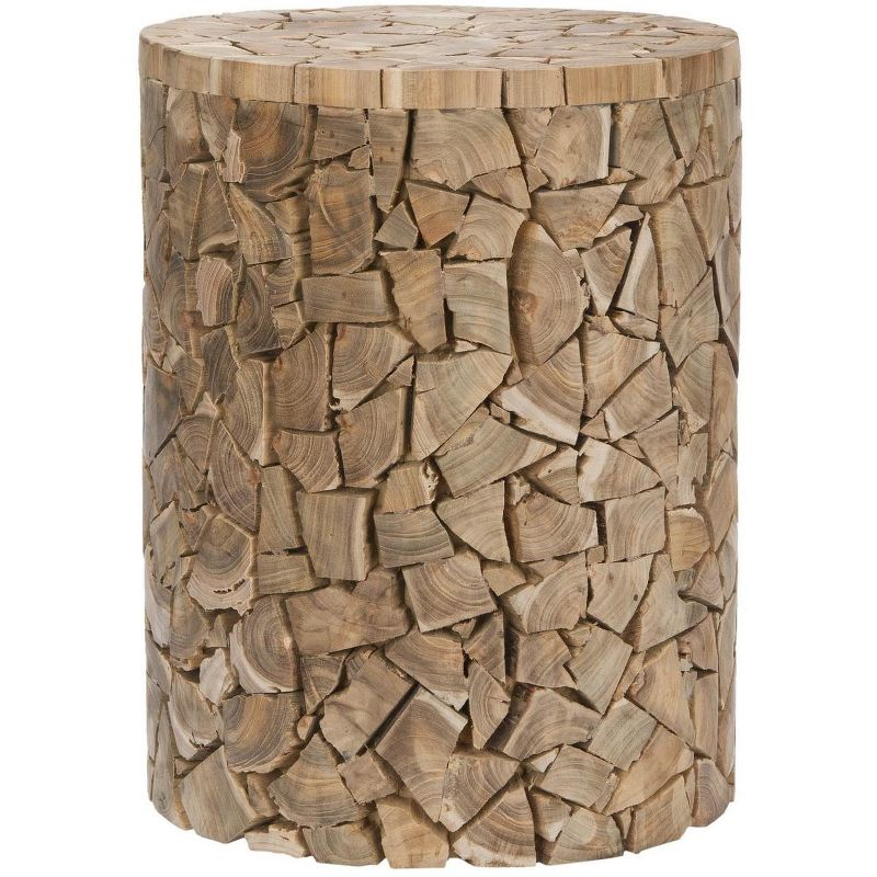 Canyon Round Stool Accent Table - Medium Oak - Safavieh.