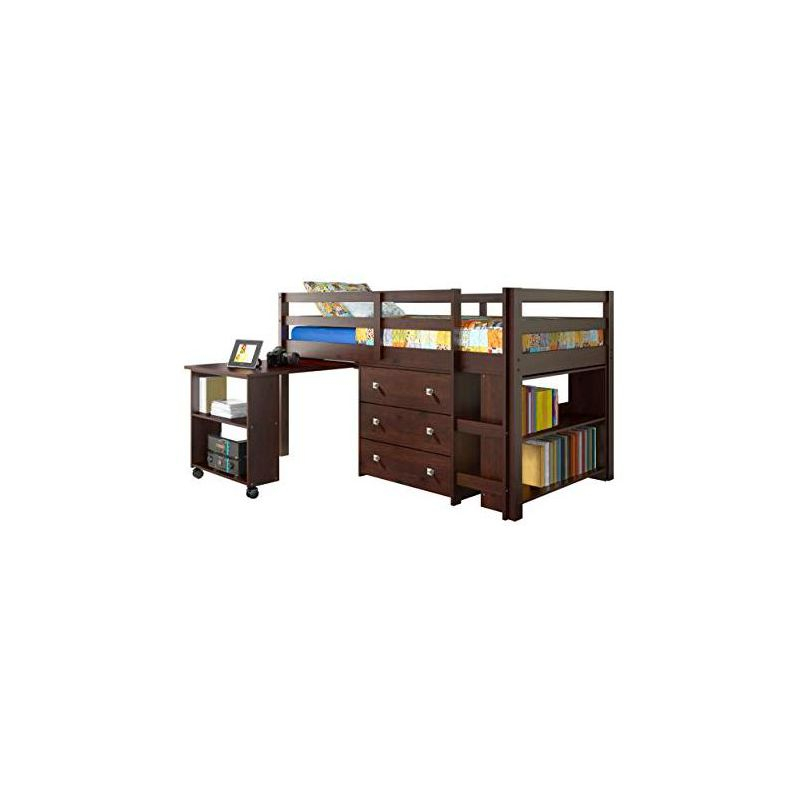 Donco Kids Study & Sleep Twin Cappuccino Low Loft Bed