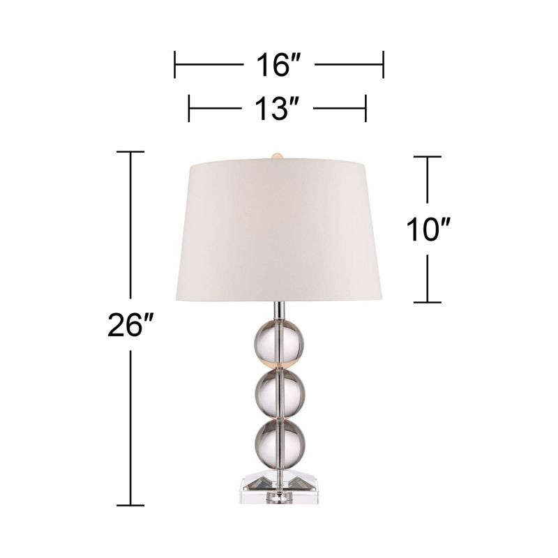 360 Lighting Mersenne Modern Table Lamp 26" High Clear Crystal Globes Stacked Silver Pole White Drum Shade for Bedroom Living Room Bedside Nightstand