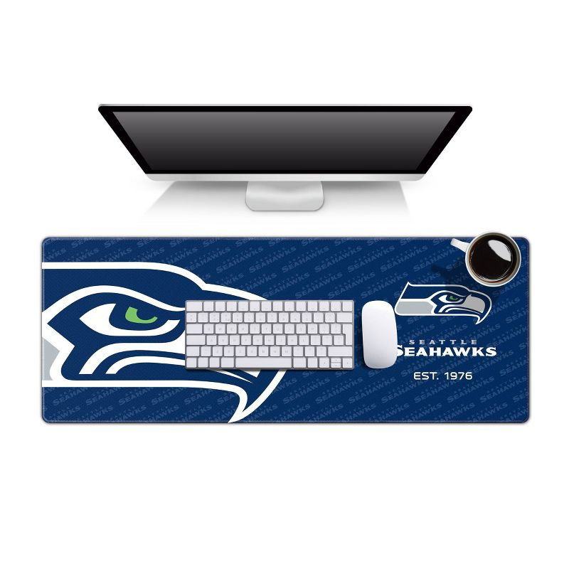 NFL Seattle Seahawks Logo Series 31.5" x 12" Desk Pad: Polypropylene Desk Protector