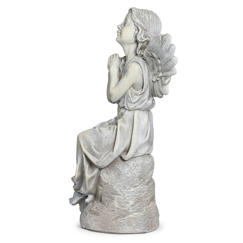 Roman 16" Sitting Angel Resin Outdoor Garden Statues Gray