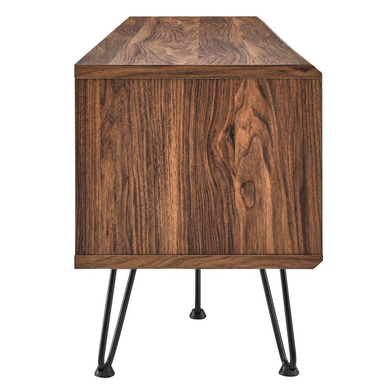 Modway Nomad 59" TV Stand – Mid-Century Entertainment Console with Slatted Doors and Open Shelves
