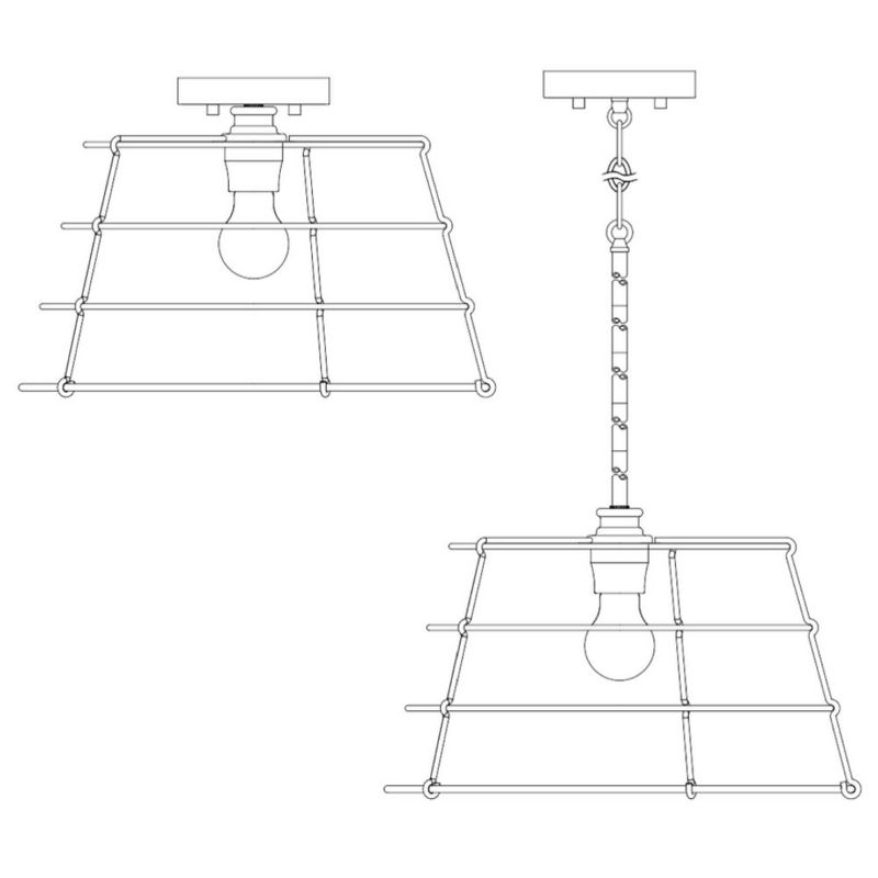 Progress Lighting Chambers 1-Light Pendant, Matte Black, Wire-Frame Shade