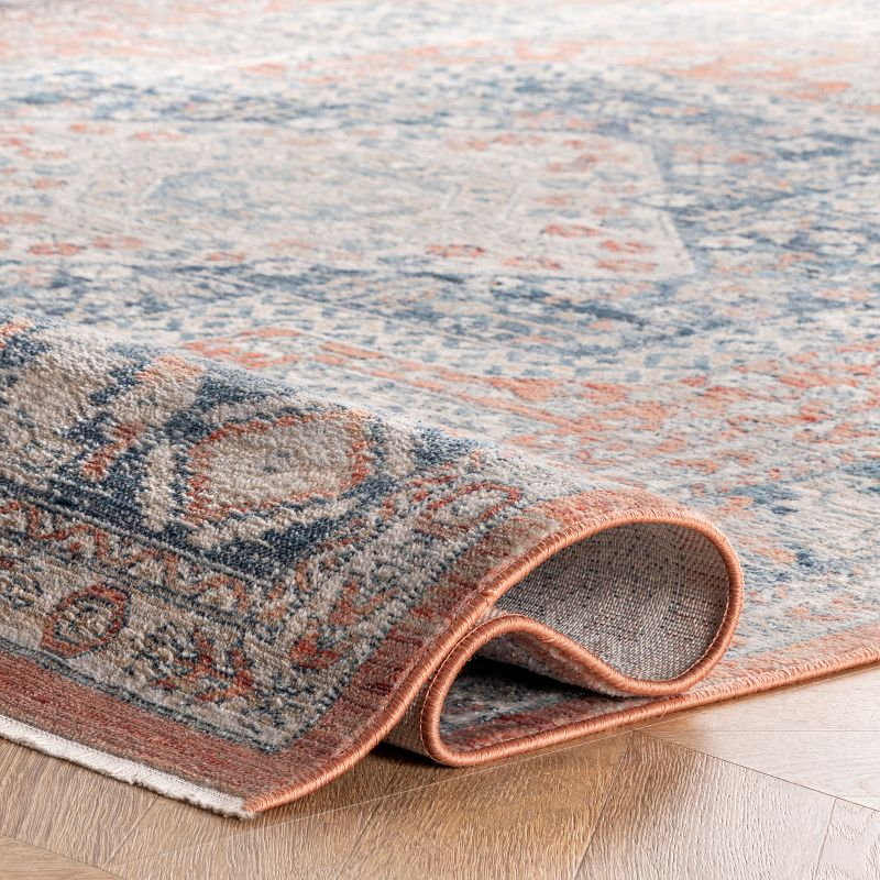 5'3"x7'3" Westlyn Faded Medallion Area Rug Rust - nuLOOM: Classic Low Pile Indoor Rectangle, Polypropylene, Cotton Backing