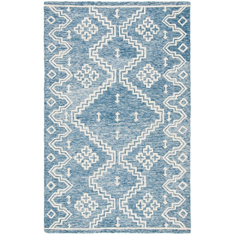Abstract ABT852 Handmade Indoor Area Rug - Blue/Ivory - 5'x8' - Safavieh