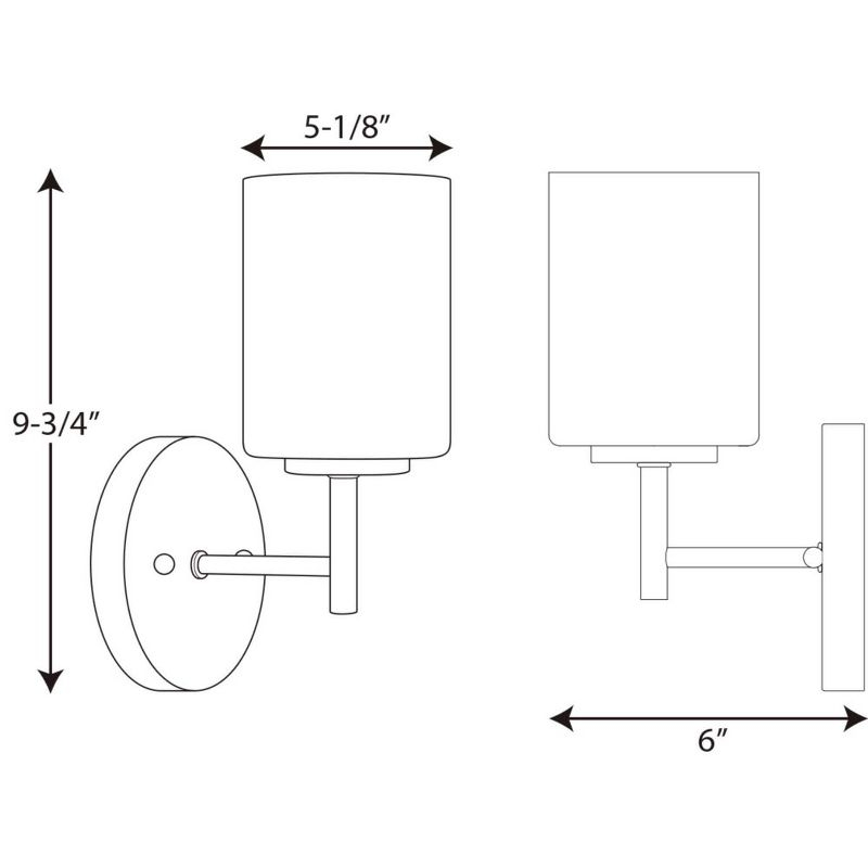 Progress Lighting Replay 1-Light Bath & Vanity Wall Light, Polished Nickel, Porcelain Shade