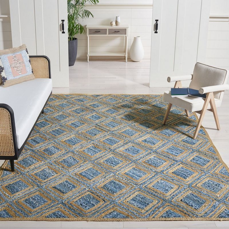 Cape Cod CAP354 Woven Indoor Area Rug - Natural/Blue - 8'x10' - Safavieh