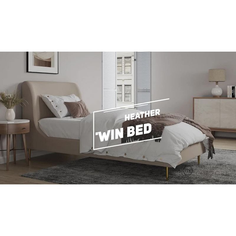 Twin Heather Velvet Upholstered Bed - Manhattan Comfort