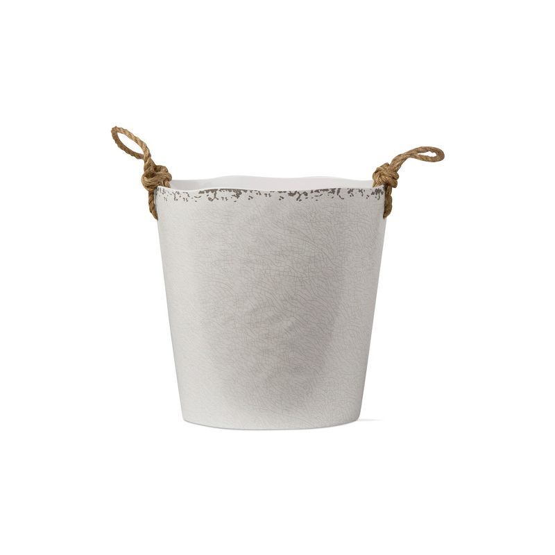 tagltd 9.9"x9" Veranda Cracked Glazed Solid Wavy Edge Melamine Wine Bucket Dishwasher Safe Indoor Outdoor Ivory