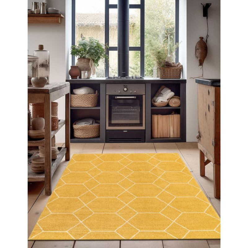 Unique Loom 5' 0 x 8' 0 Trellis Frieze Geometric Yellow Area Rug
