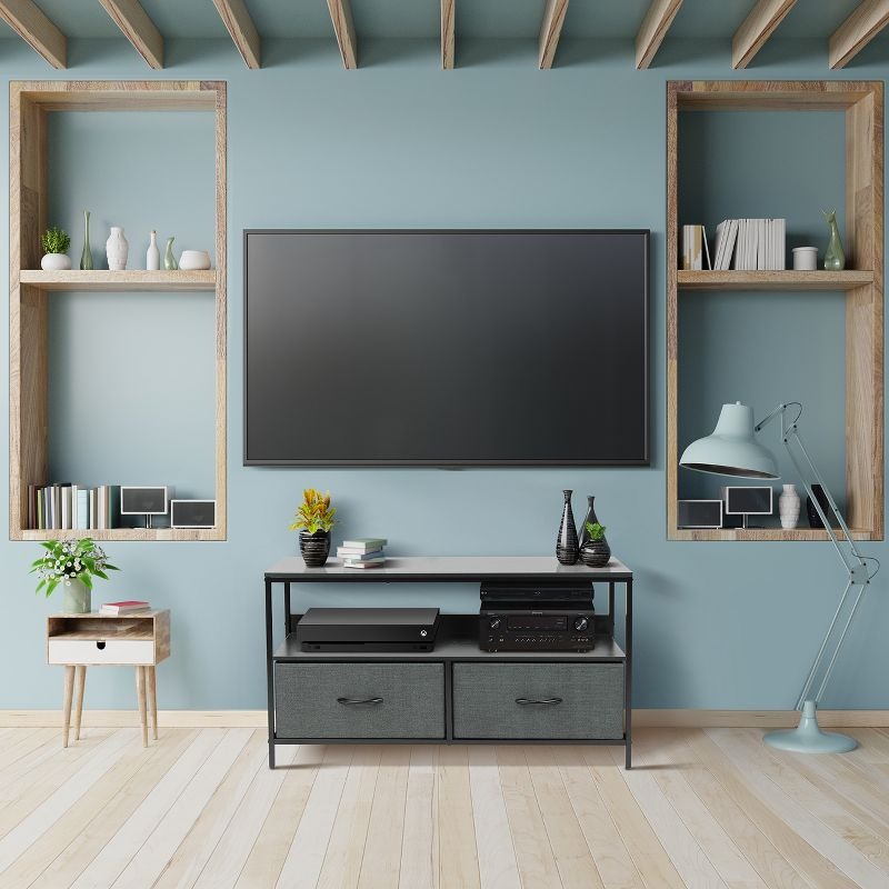 Sorbus 2 Drawer TV Stand Dresser with Wood Top (Black)