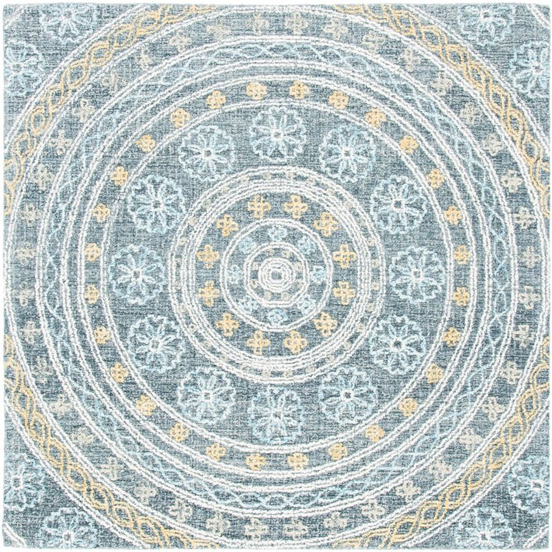 Blossom BLM608 Hand Tufted Area Rug - Charcoal/Yellow - 6'x6' - Safavieh.