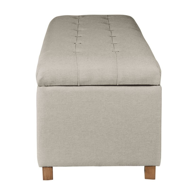 Classic Large Tufted Storage Bench Light Gray - HomePop: Upholstered Ottoman, Bedroom & Entryway Seating