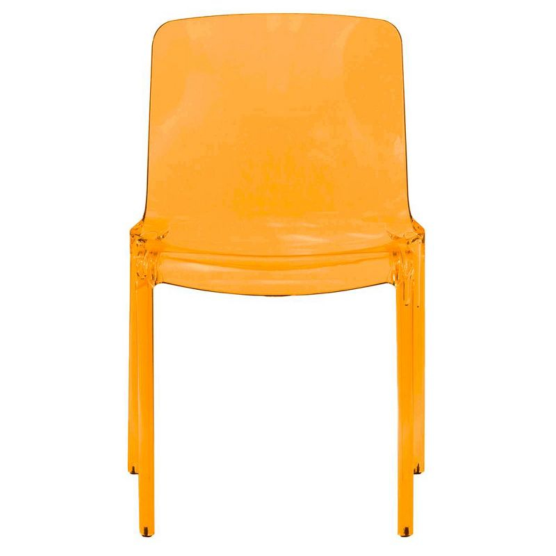 LeisureMod Murray Waterfall Edge Design Acrylic Dining Chair in Transparent Orange