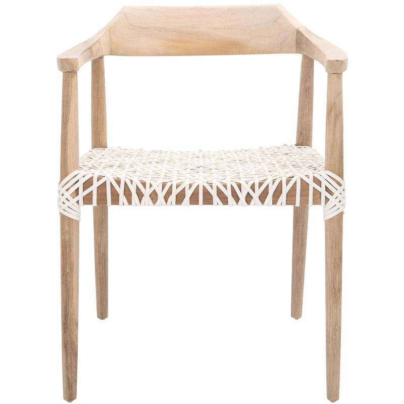 Munro Leather Woven Accent Chair - ACH1005 - Natural/White - Safavieh