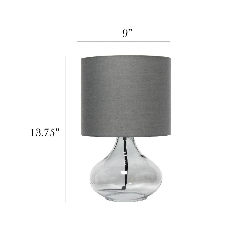 Glass Raindrop Table Lamp with Fabric Shade Gray - Simple Designs: Modern Accent for Bedroom, Office