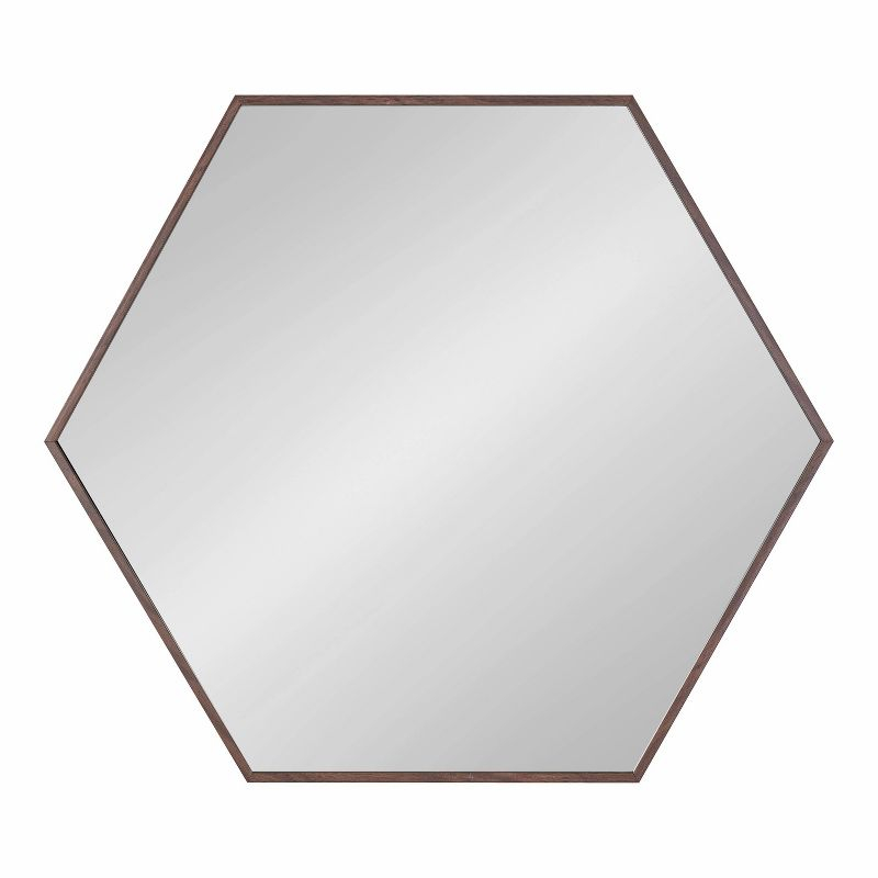 22" x 25" Rhodes Hexagon Wall Mirror Walnut Brown - Kate & Laurel: Modern Plastic Frame, No Assembly Required