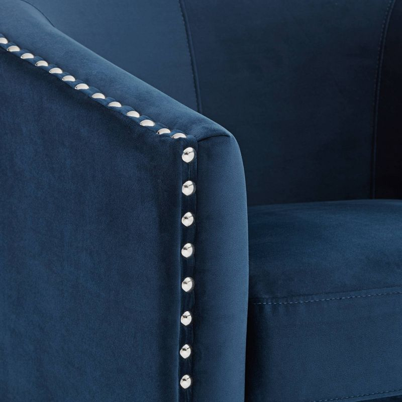 Elements Fullerton Nail Head Trim Navy Blue Swivel Accent Chair