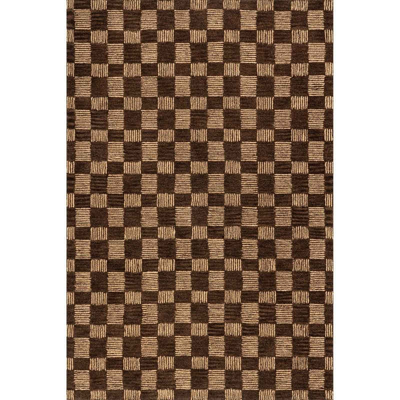 Nuloom Quince Checkered Wool Area Rug, 4' x 6', Brown