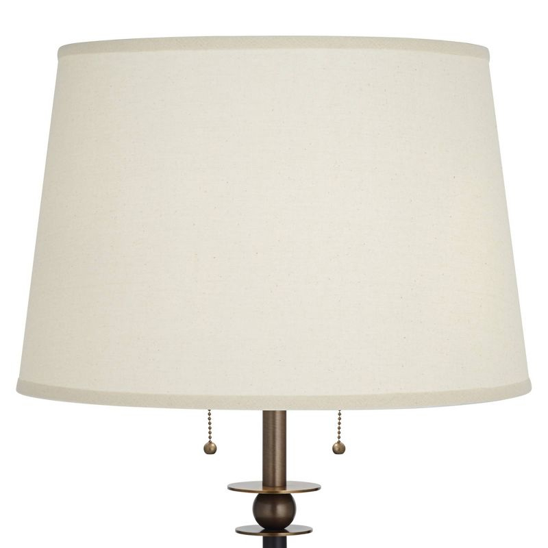 Kathy Ireland City Heights Modern 59" Tall Standing Floor Lamp Skinny Pole Pull Chain Black Gold Metal Antique Brass Finish Living Room Bedroom House
