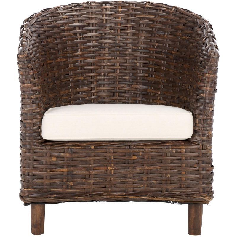 Omni Barrel Chair - FOX6501 - White/Brown - Safavieh