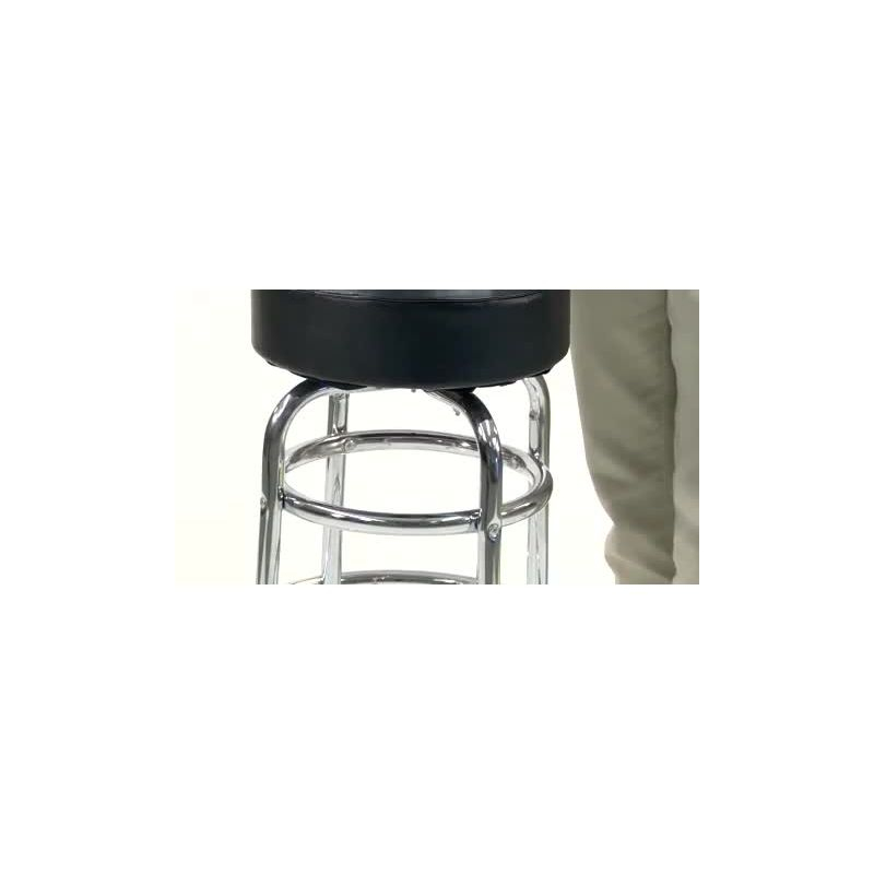 Flash Furniture Double Ring Chrome Barstool with Black Seat
