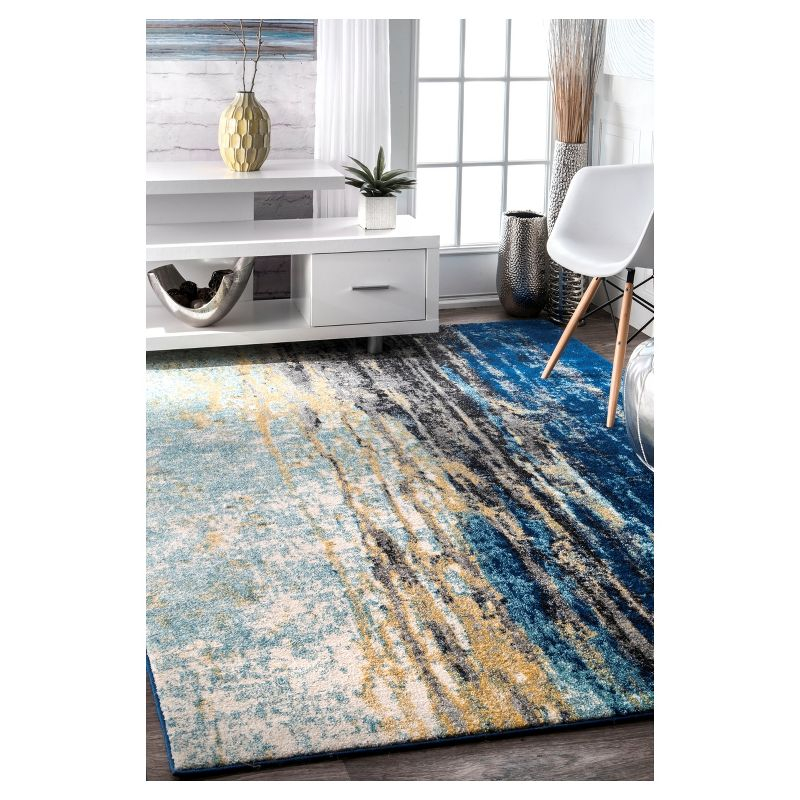 2'x3' Katharina Area Rug Blue- nuLOOM: Abstract Contemporary Low Pile Indoor Accent Rug, Machine Made