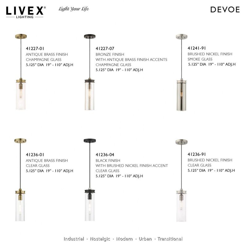 Livex Lighting Devoe 1 - Light Pendant in  Antique Brass