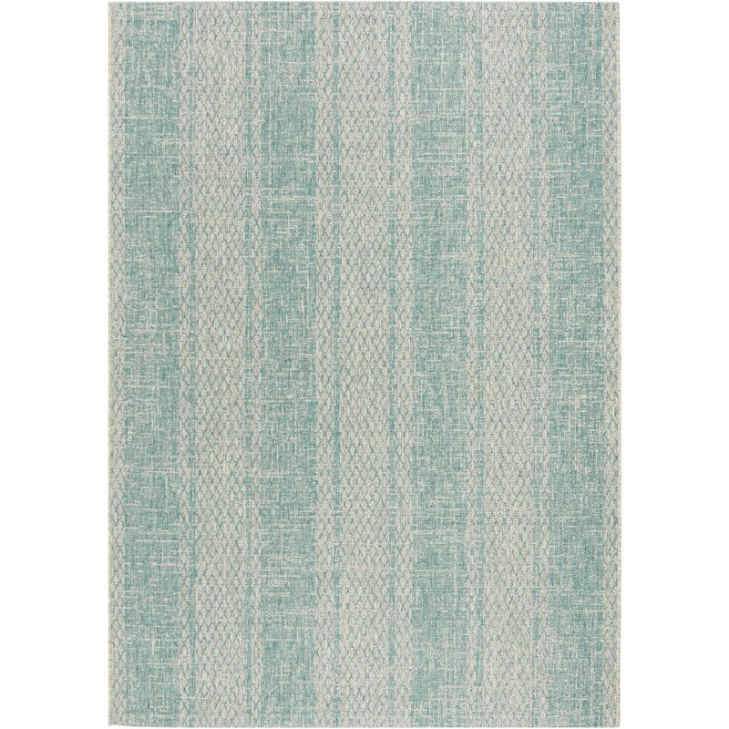 Courtyard CY8736 Power Loomed Indoor and Outdoor Area Rug - Light Grey/Aqua - 4'x5'7" - Safavieh
