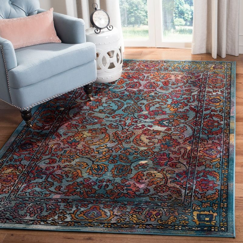 Crystal CRS515 Power Loomed Area Rug - Light Blue/Orange - 4'x6' - Safavieh.