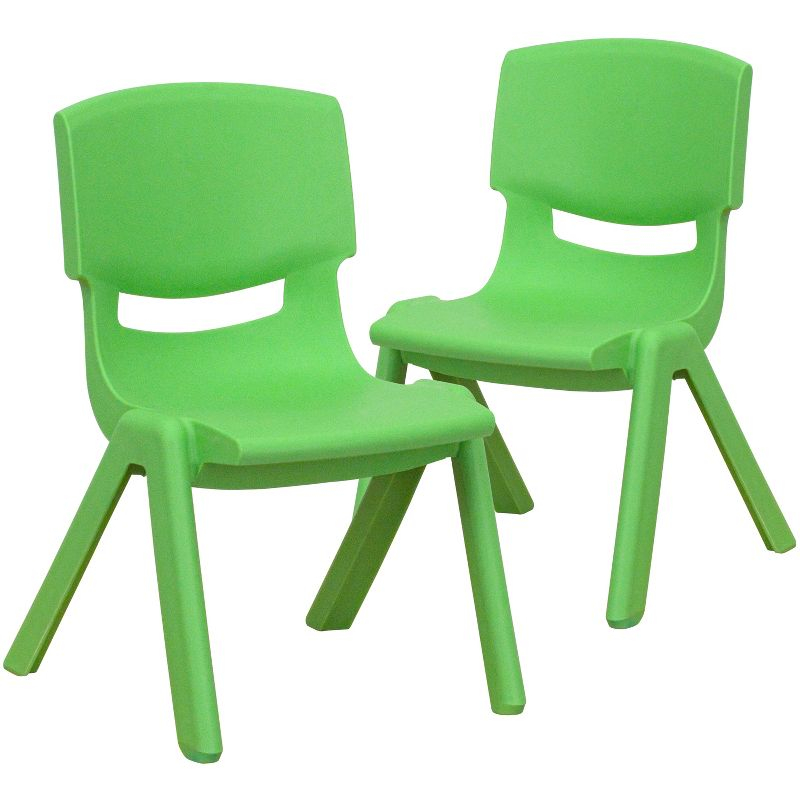 Flash Furniture 2 Pack Green Plastic Stackable School Chair with 10.5'' Seat Height
