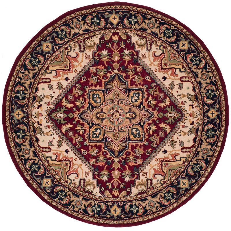 Heritage HG625 Handmade Area Rug - 8' Round - Red - Safavieh