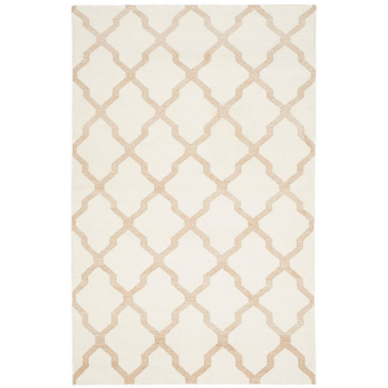 Dhurries DHU645 Hand Woven Flat Weave Indoor Area Rug - Ivory/Camel - 5'x8' - Safavieh