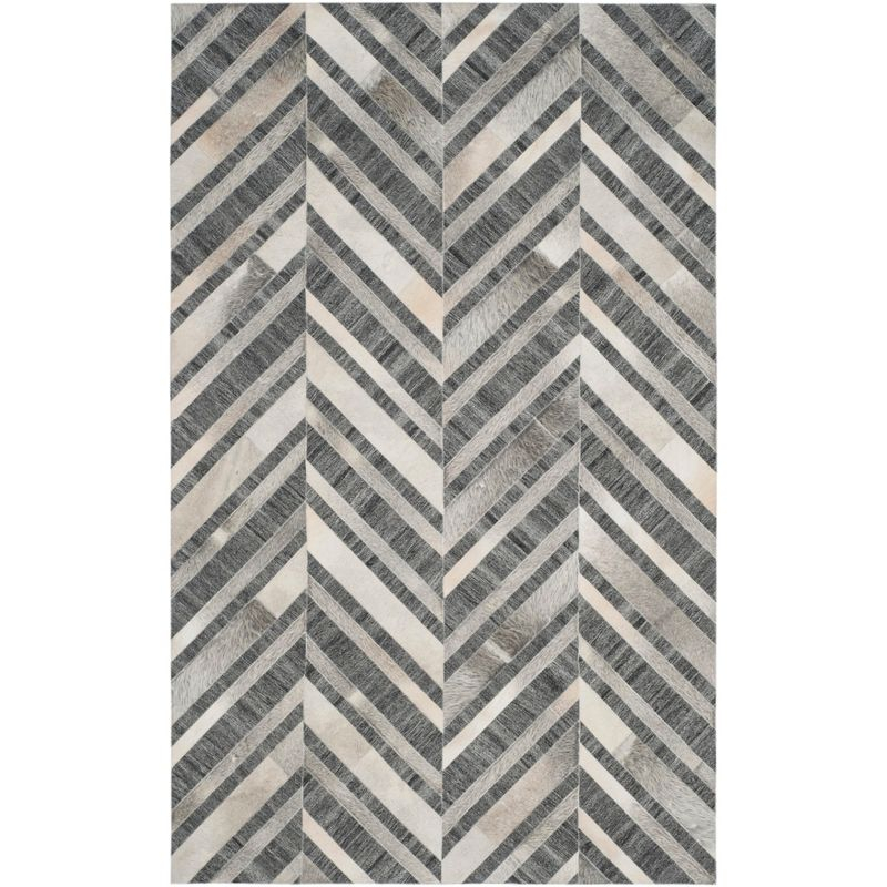 Studio Leather STL223 Hand Woven Indoor Area Rug - Ivory/Dark Grey - 5'x8'- Safavieh