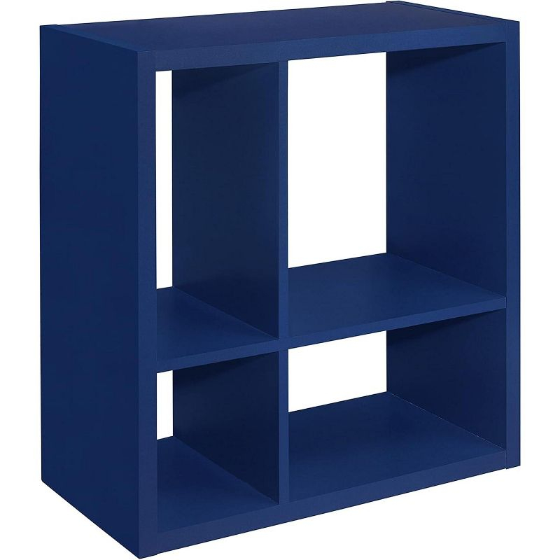 Kings Brand Furniture - Katelyn 4-Cube Open Bookcase, Kids Toy Storage Shelf Organizer (Blue)