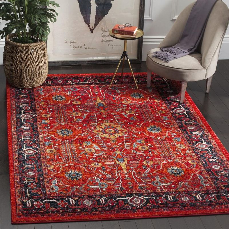 Vintage Hamadan VTH220 Power Loomed Indoor Area Rug - Orange/Navy - 6'7"x9' - Safavieh.