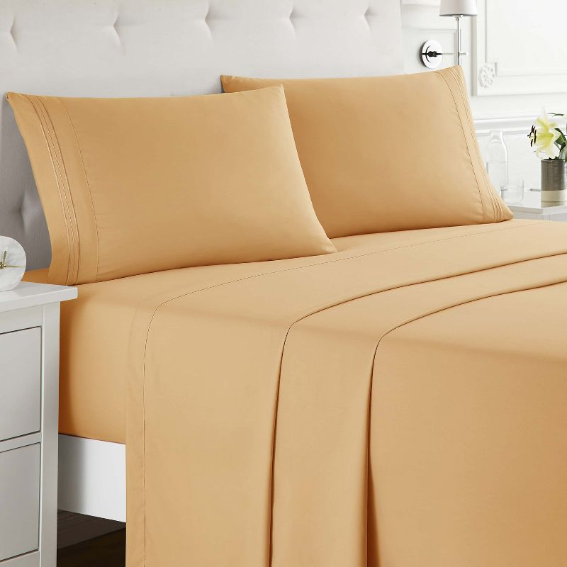 Nestl 4 Piece Queen Bed Sheet Set, Deep Pocket Extra Soft Microfiber Queen Sheets - Apricot Light Orange