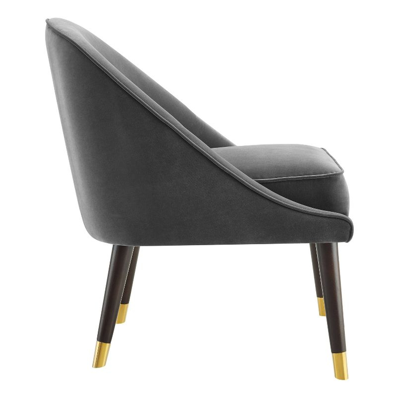 18" Avalon Velvet Accent Chair Charcoal - Steve Silver Co.: Mid-Century Modern, Armless, Wood Legs